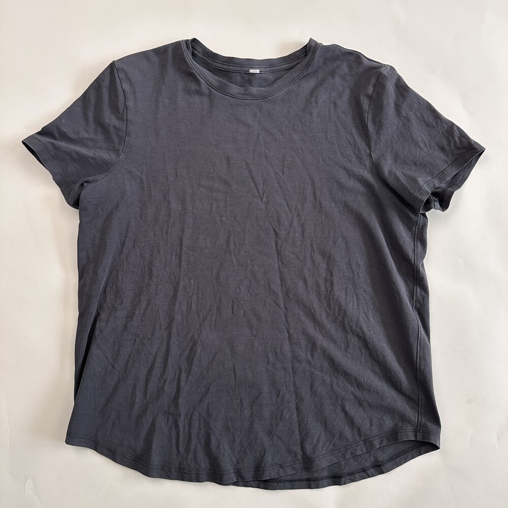 Lululemon Shirt Mens Large Black Cotton Short Sleeve Crewneck Athletic Tee